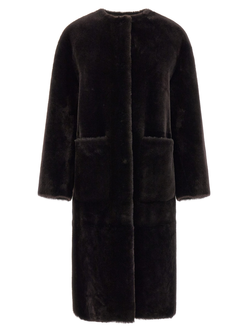 BLANCHA Long Fur Coat Brown