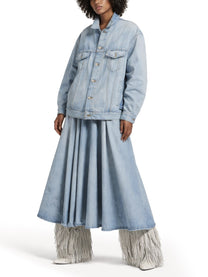 Balenciaga Women's Long Godet Skirt Blue