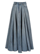 Balenciaga Women's Long Godet Skirt Blue