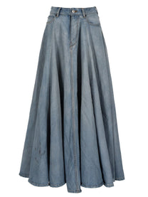 Balenciaga Women's Long Godet Skirt Blue