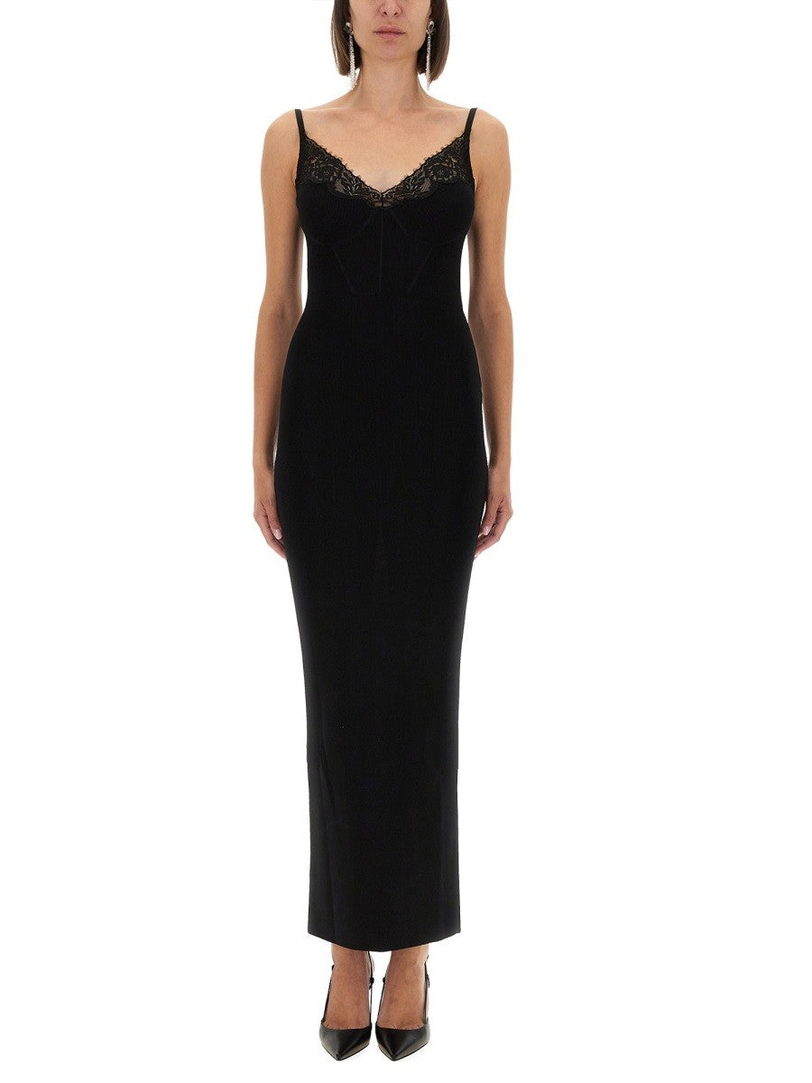 self-portrait Women's Long Knit Dress Black self-portrait