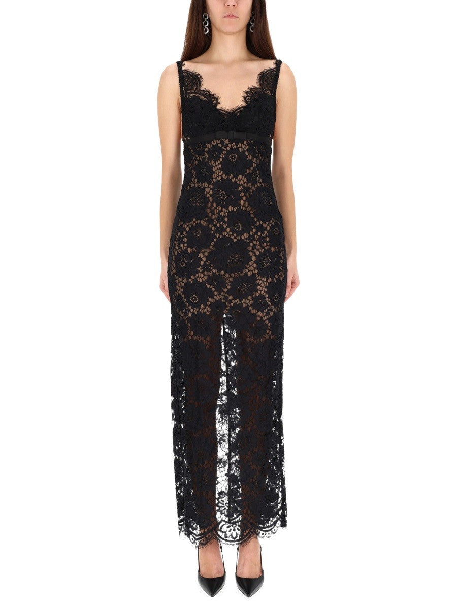 self-portrait Women's Long Lace Dress Black