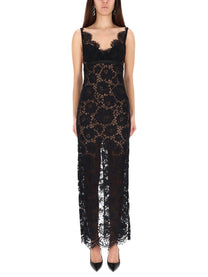 self-portrait Women's Long Lace Dress Black