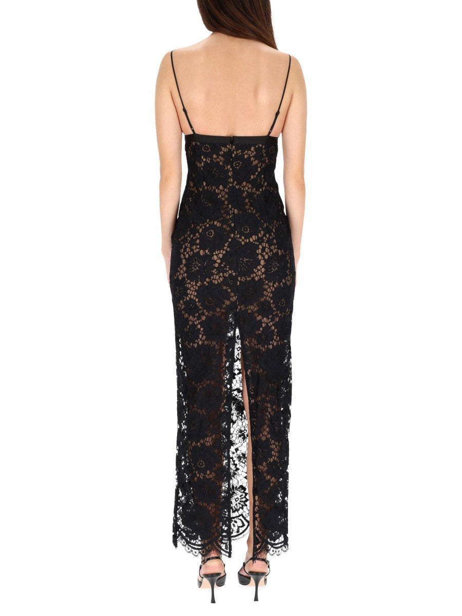 self-portrait Women's Long Lace Dress Black