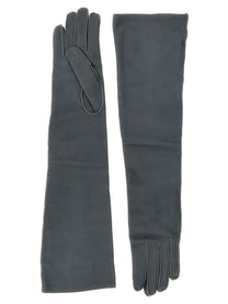 Agnona Long Leather Gloves Grey