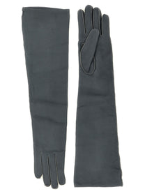 Agnona Long Leather Gloves Grey