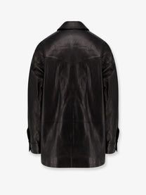 Tonywack Women's Long Padded Leather Unisex Jacket Black