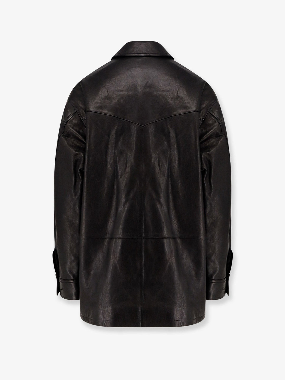 Tonywack Women's Long Padded Leather Unisex Jacket Black