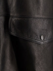 Tonywack Women's Long Padded Leather Unisex Jacket Black