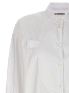 Alberto Biani Long Plastron Tuxedo Shirt White, view 3