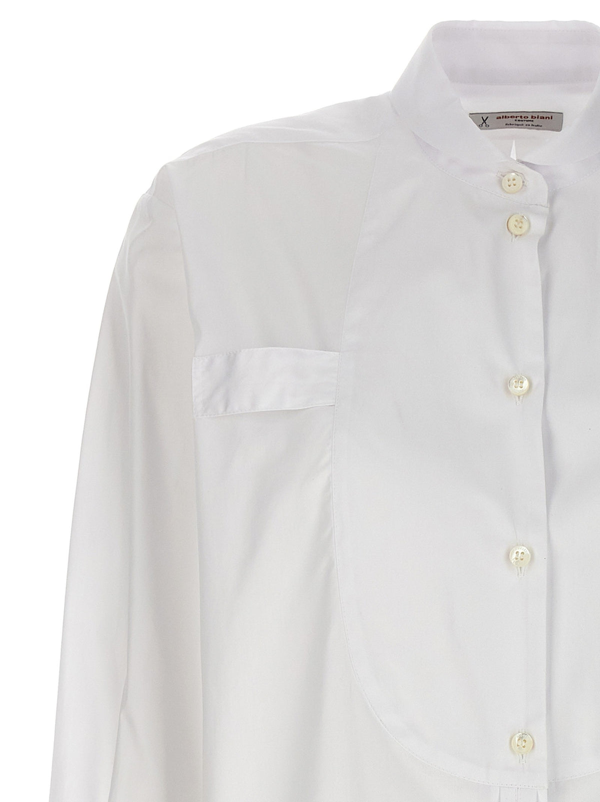 Alberto Biani Long Plastron Tuxedo Shirt White, view 3