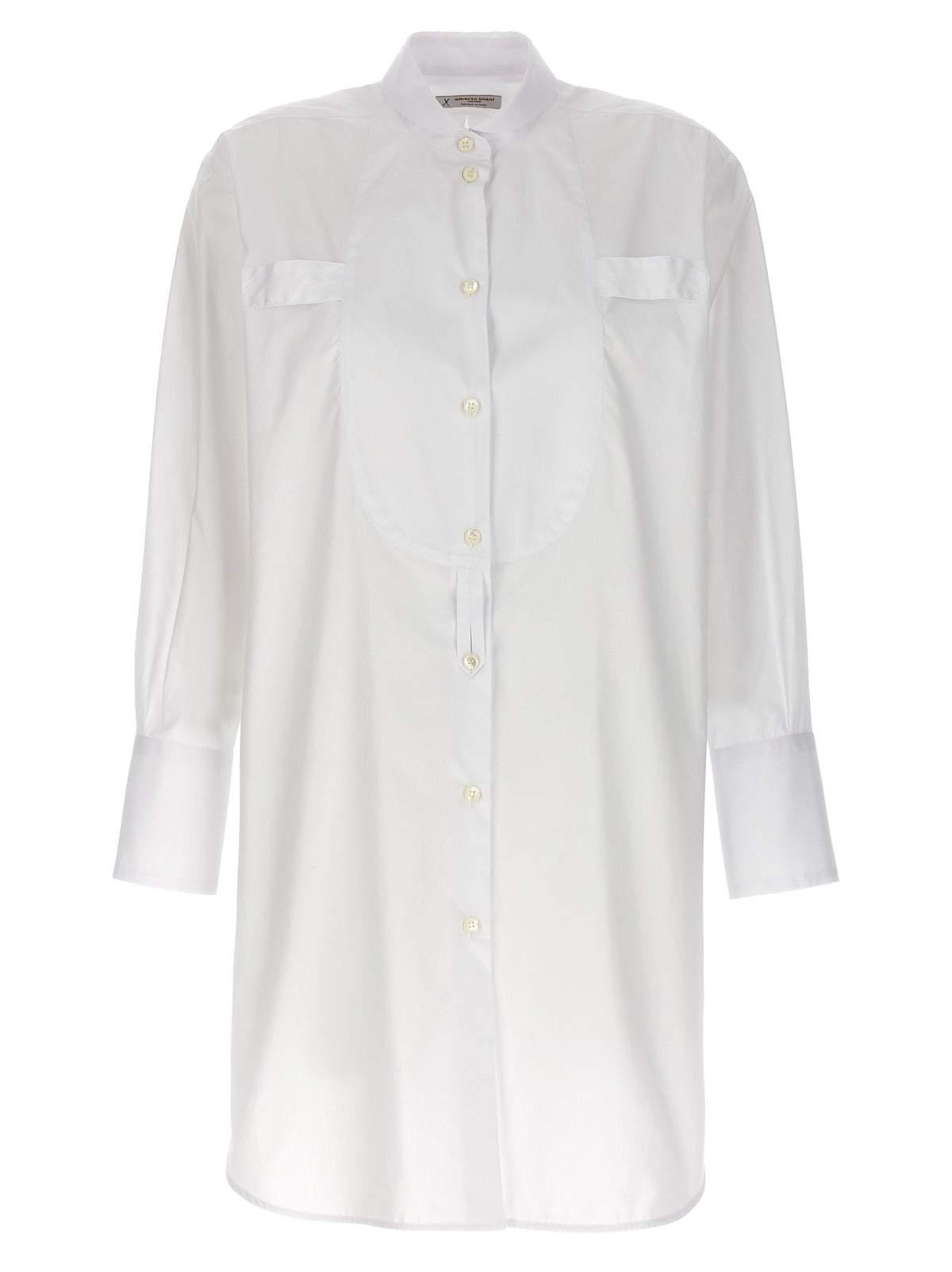 Alberto Biani Long Plastron Tuxedo Shirt White