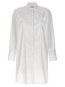 Alberto Biani Long Plastron Tuxedo Shirt White
