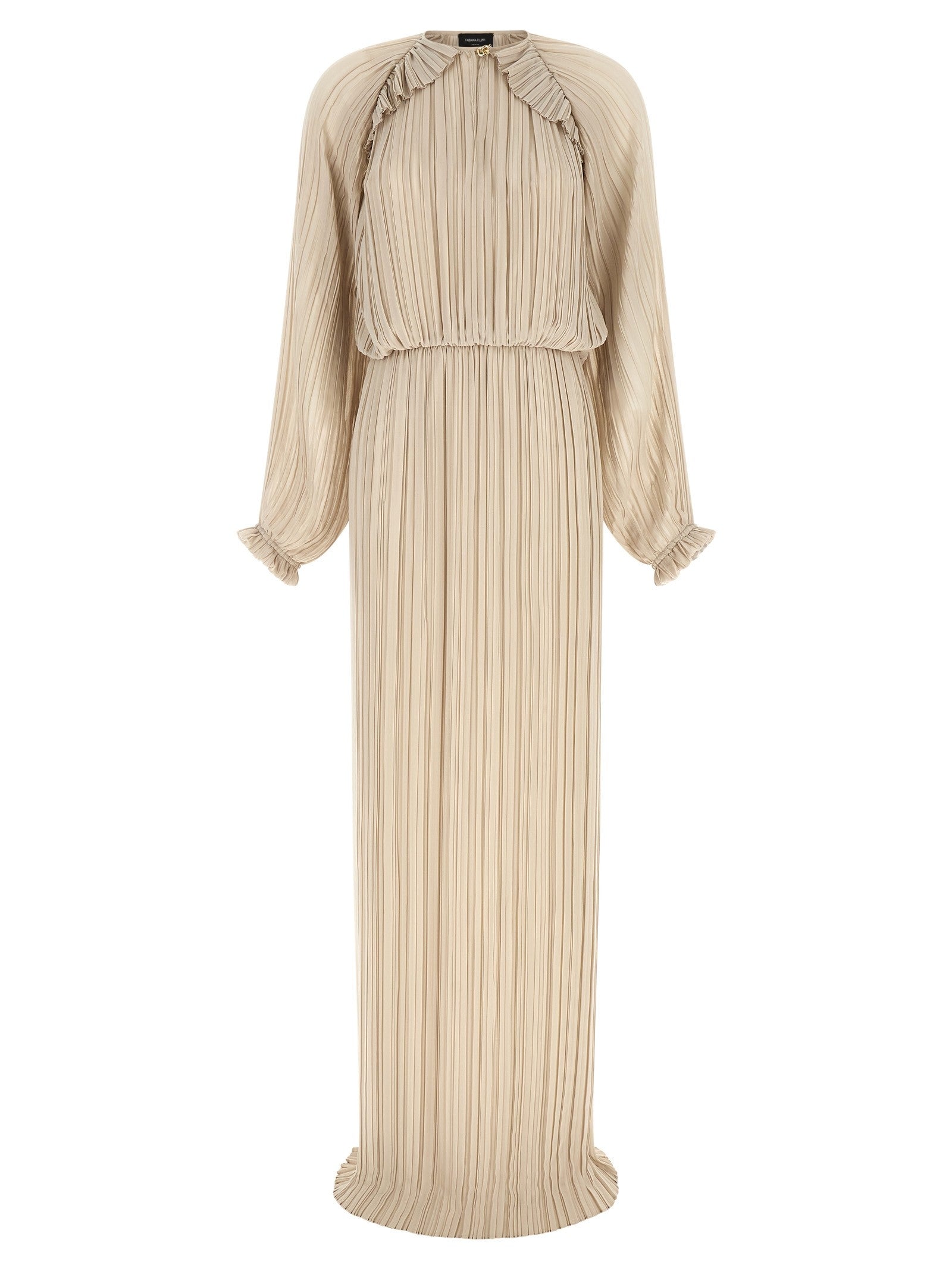 Fabiana Filippi Long Pleated Dress Beige