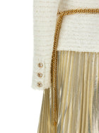 self-portrait Long Pleated Skirt Dress Gold, view 4