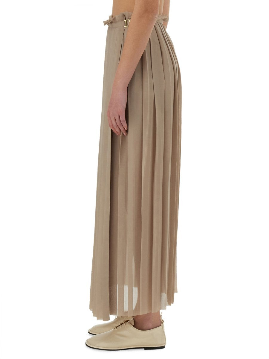 Ami Paris Women's Long Pleated Skirt Beige, view 4