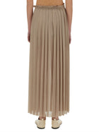Ami Paris Women's Long Pleated Skirt Beige, view 3