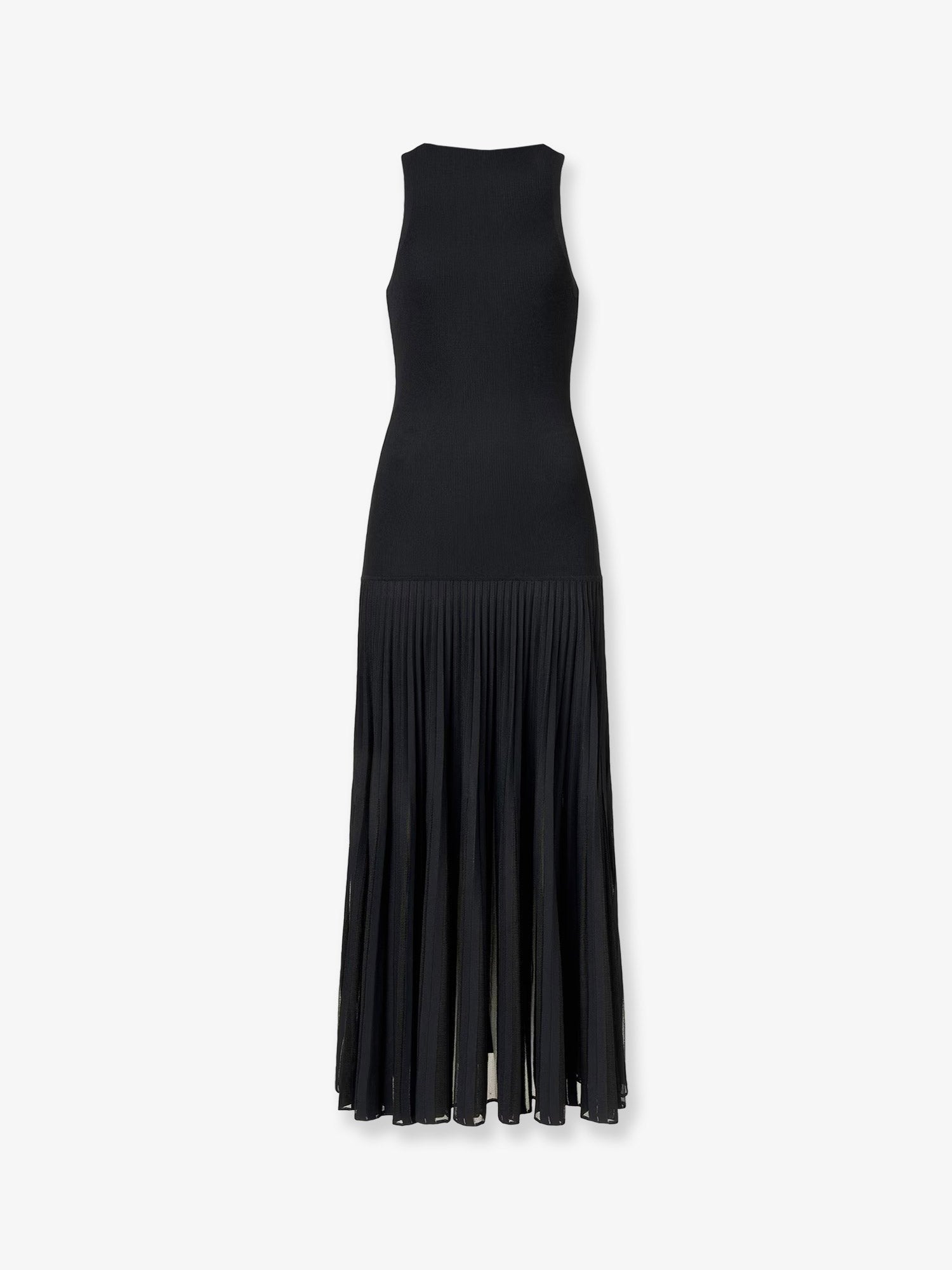 ALAÏA Women's Long Pleated Viscose Blend Dress Black