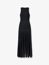 ALAÏA Women's Long Pleated Viscose Blend Dress Black
