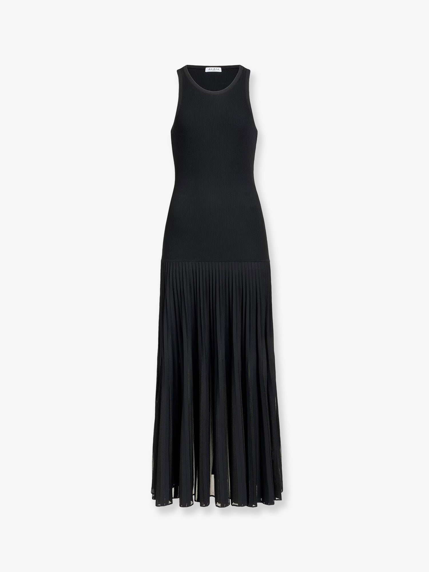 ALAÏA Women's Long Pleated Viscose Blend Dress Black