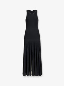 ALAÏA Women's Long Pleated Viscose Blend Dress Black