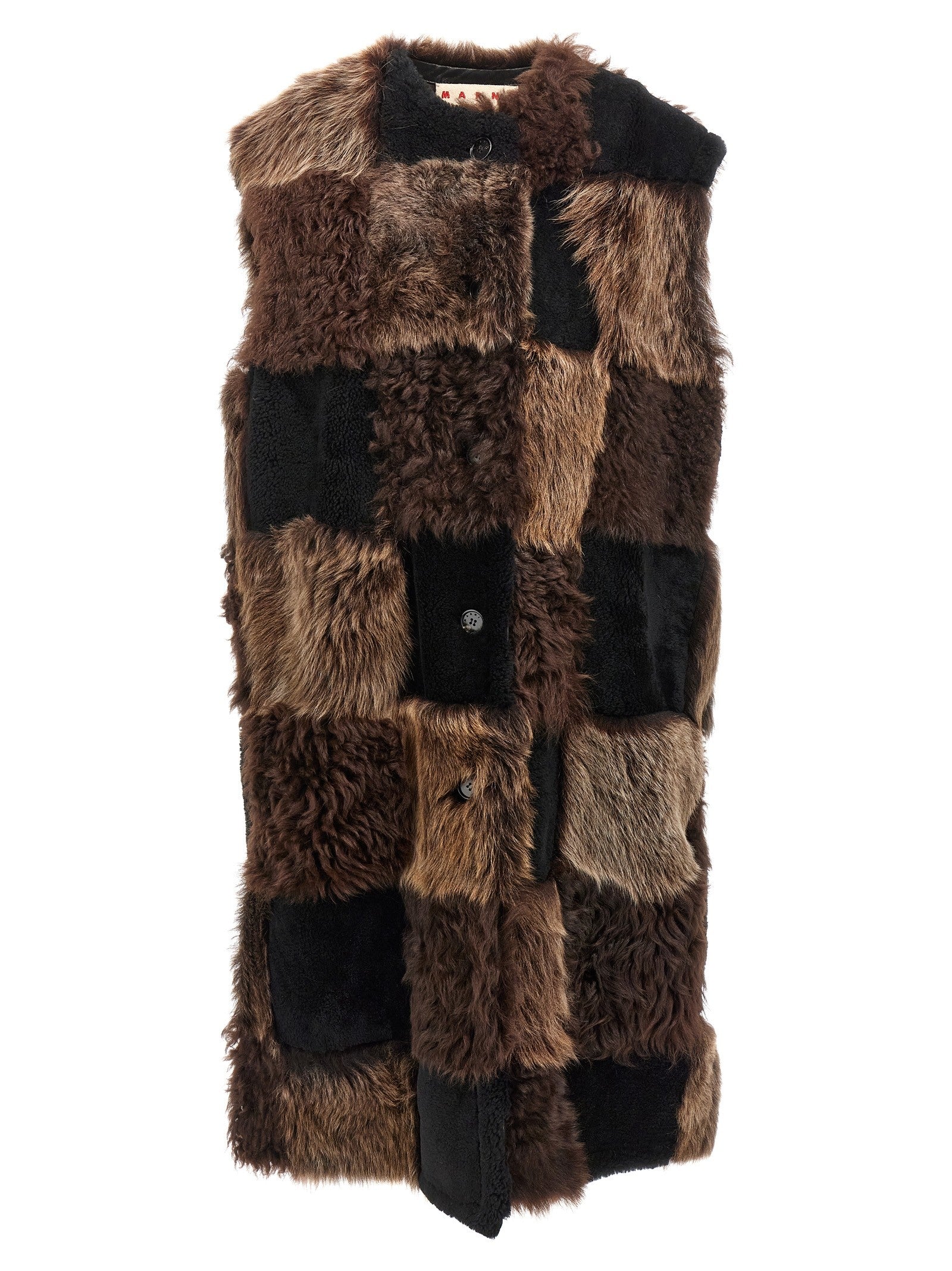 Marni Long Shearling Vest Brown