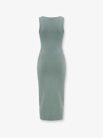 ALAÏA Women's Long Silk Knit Dress Grey, view 2