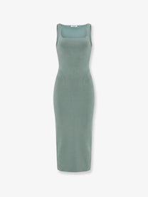 ALAÏA Women's Long Silk Knit Dress Grey