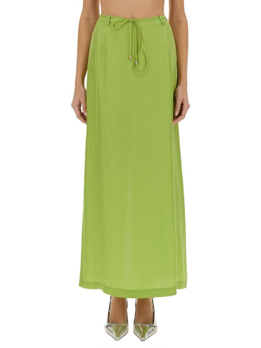 Alysi Women's Long Silk Skirt Green
