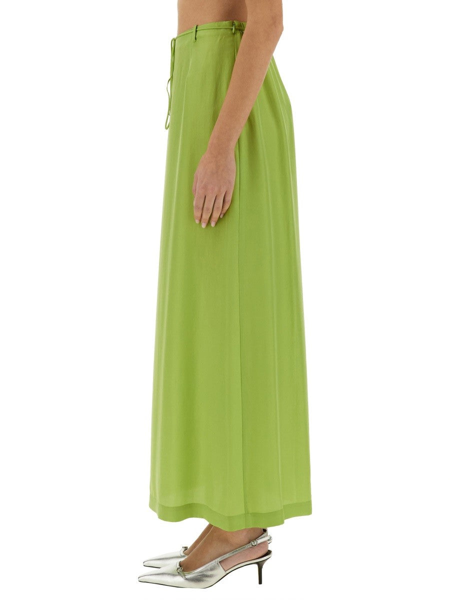 Alysi Women's Long Silk Skirt Green, view 3