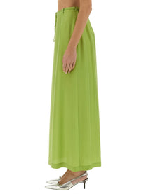Alysi Women's Long Silk Skirt Green, view 3
