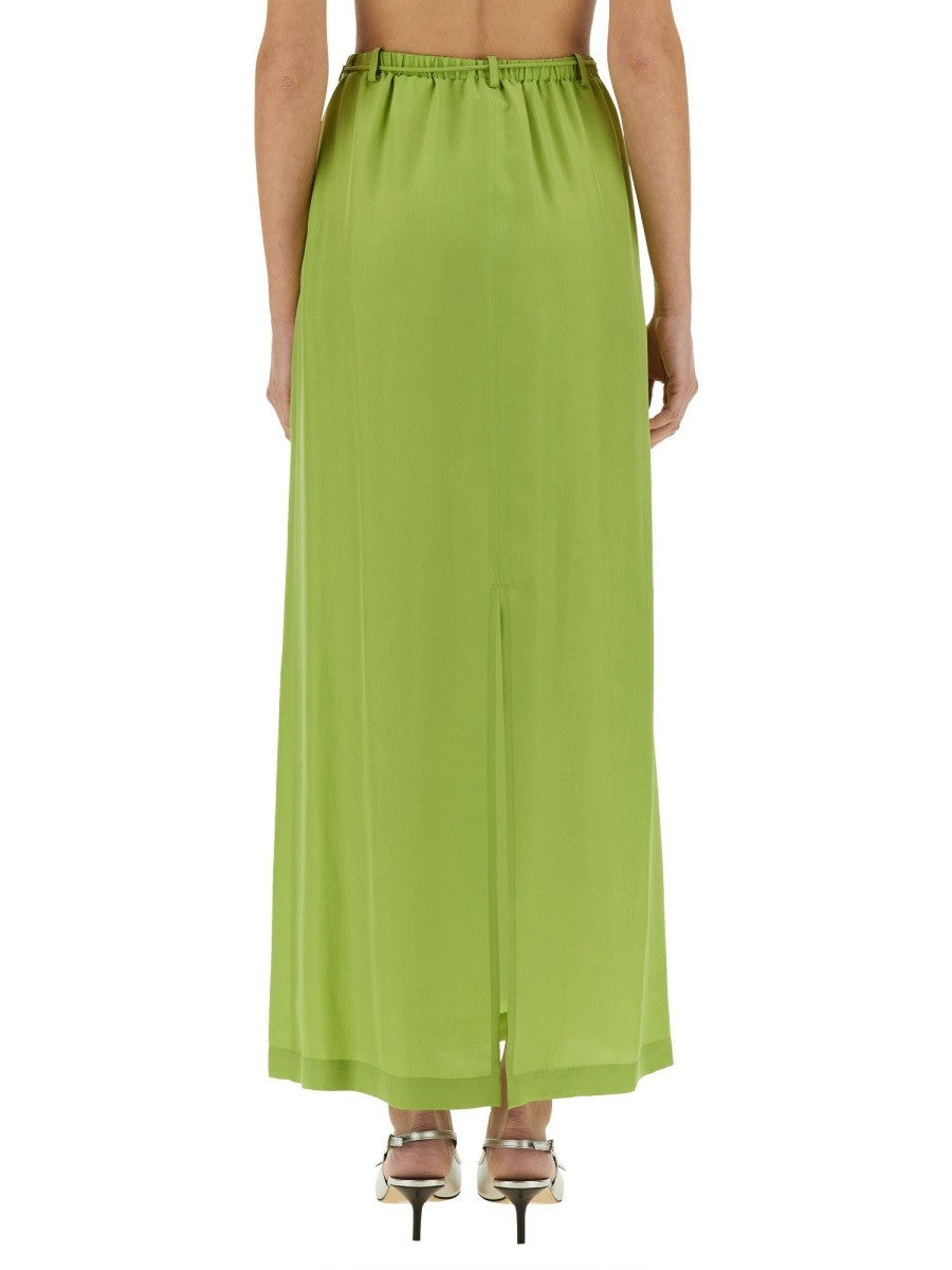 Alysi Women's Long Silk Skirt Green, view 4