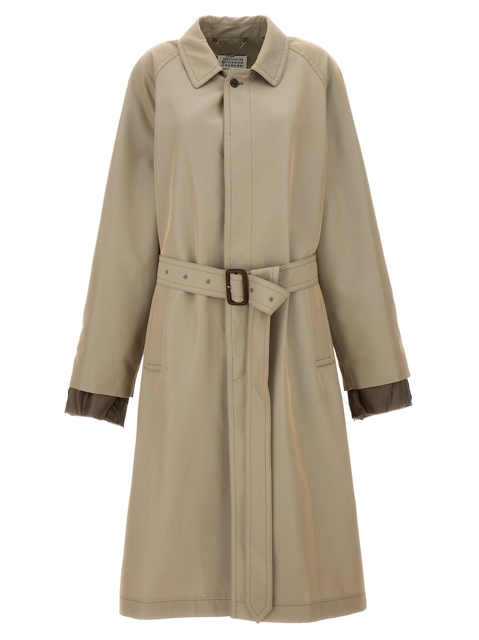 Maison Margiela Long Single Breasted Trench Coat Beige