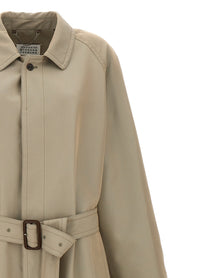 Maison Margiela Long Single Breasted Trench Coat Beige