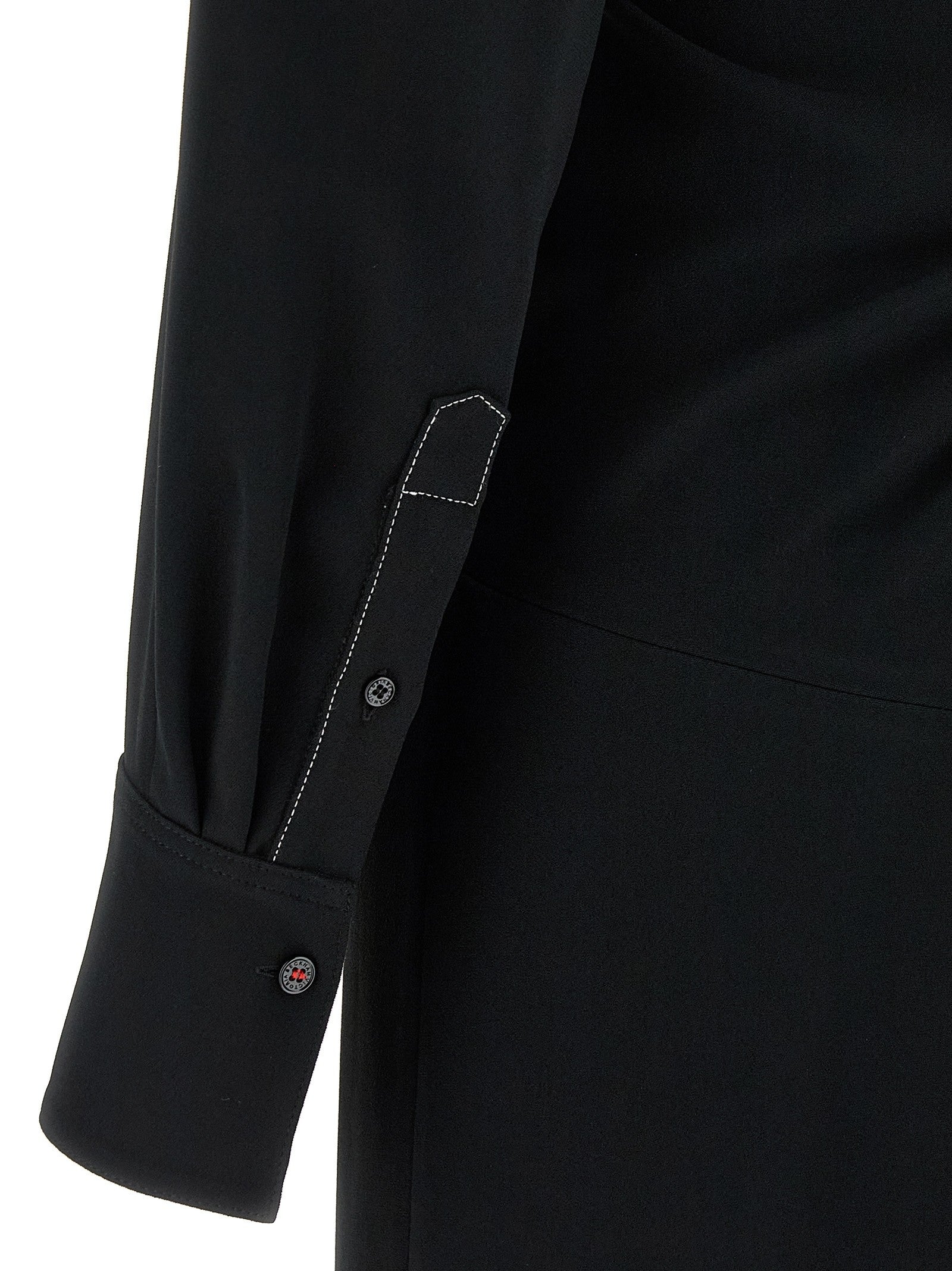 Victoria Beckham Long Sleeve Polo Collar Midi Dress Black