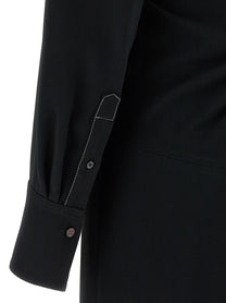 Victoria Beckham Long Sleeve Polo Collar Midi Dress Black