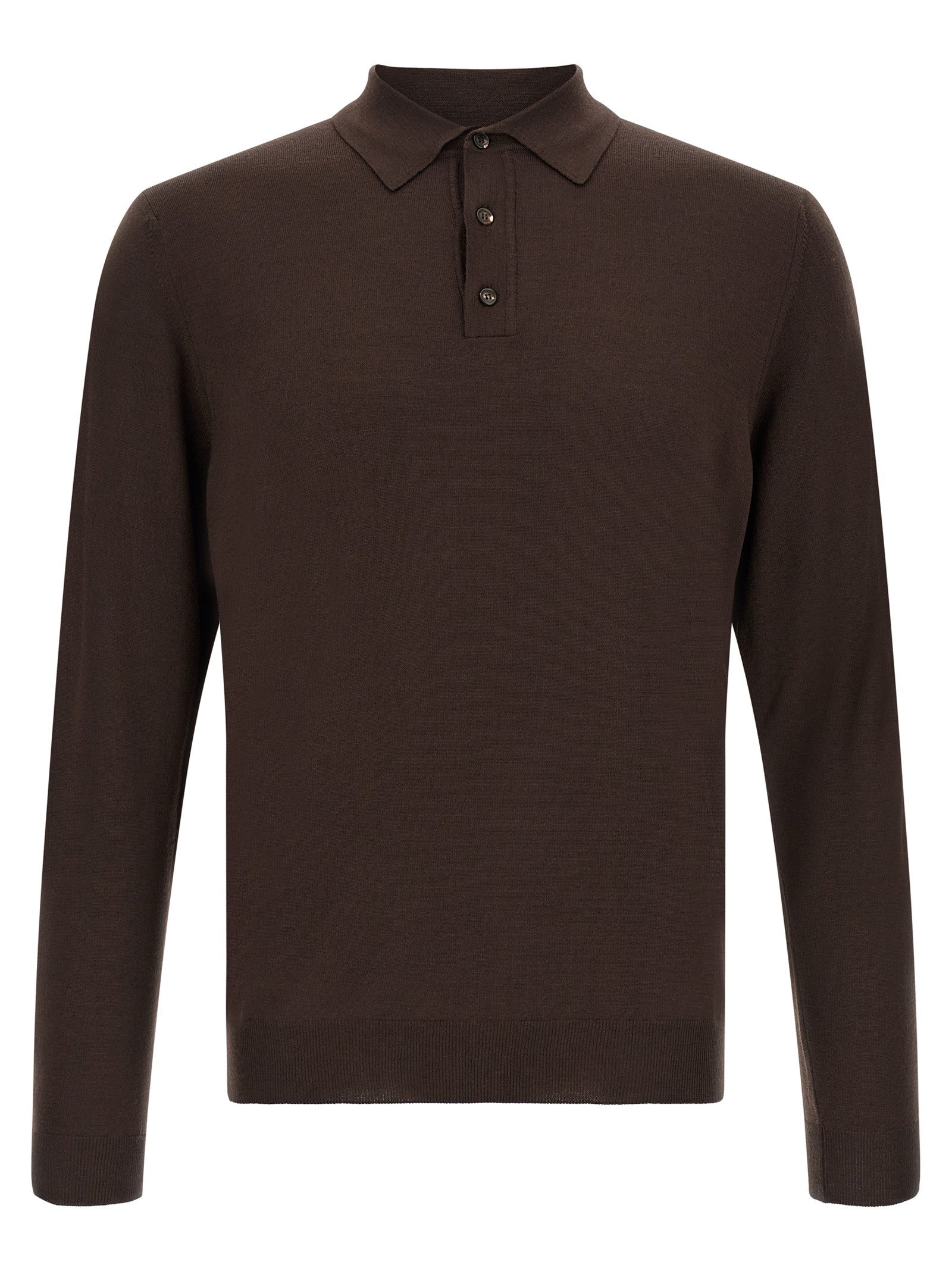 Zanone Long Sleeve Polo Shirt Brown