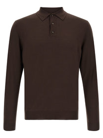 Zanone Long Sleeve Polo Shirt Brown