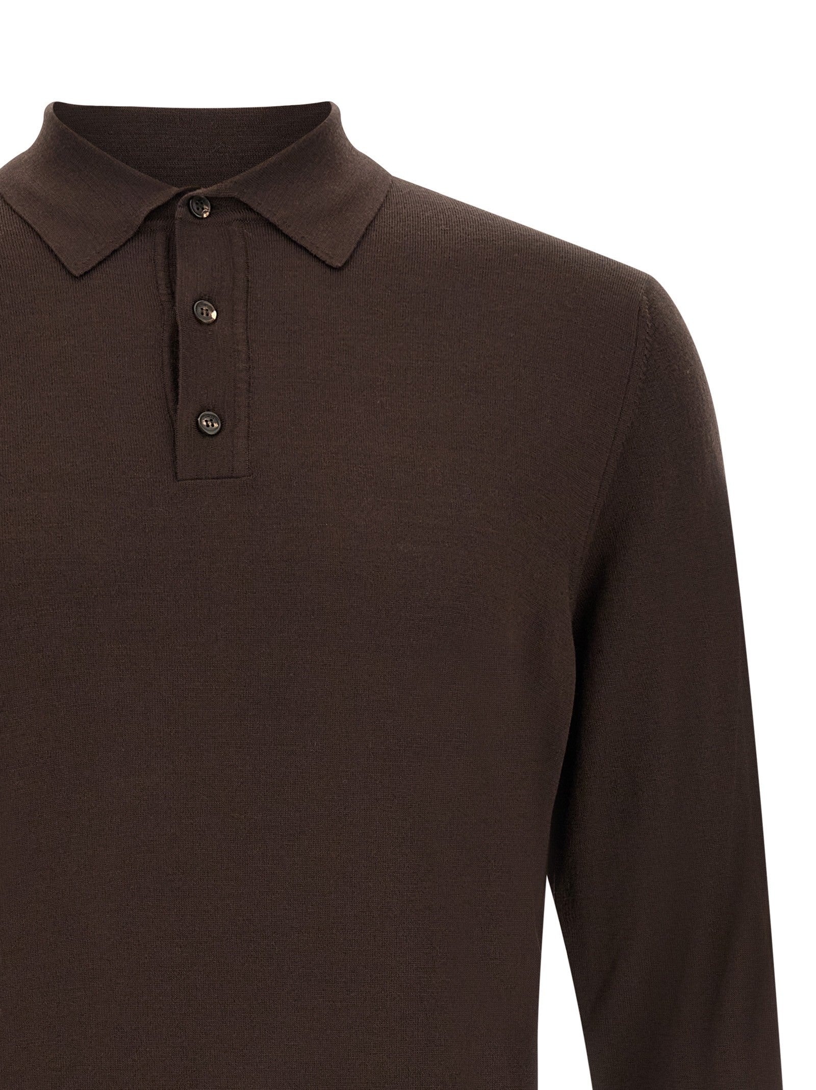 Zanone Long Sleeve Polo Shirt Brown