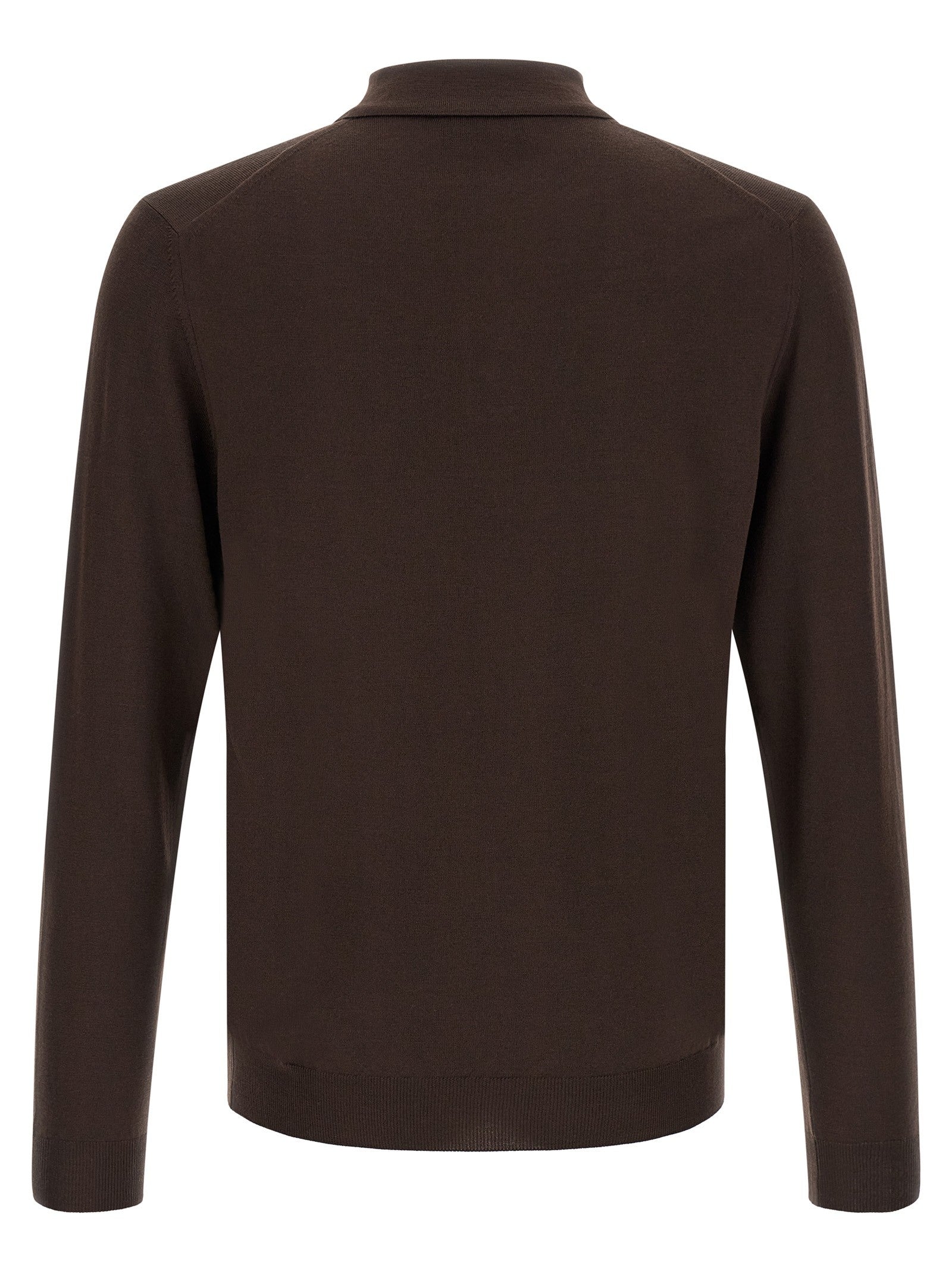 Zanone Long Sleeve Polo Shirt Brown