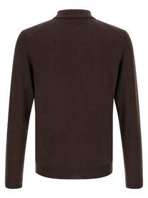 Zanone Long Sleeve Polo Shirt Brown
