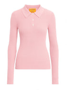 Guest In Residence Women's Long Sleeve Shrunken Polo Shirt Blue