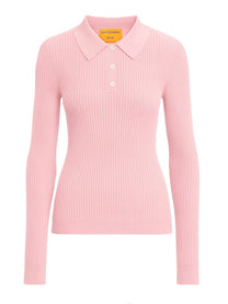 Guest In Residence Women's Long Sleeve Shrunken Polo Shirt Blue