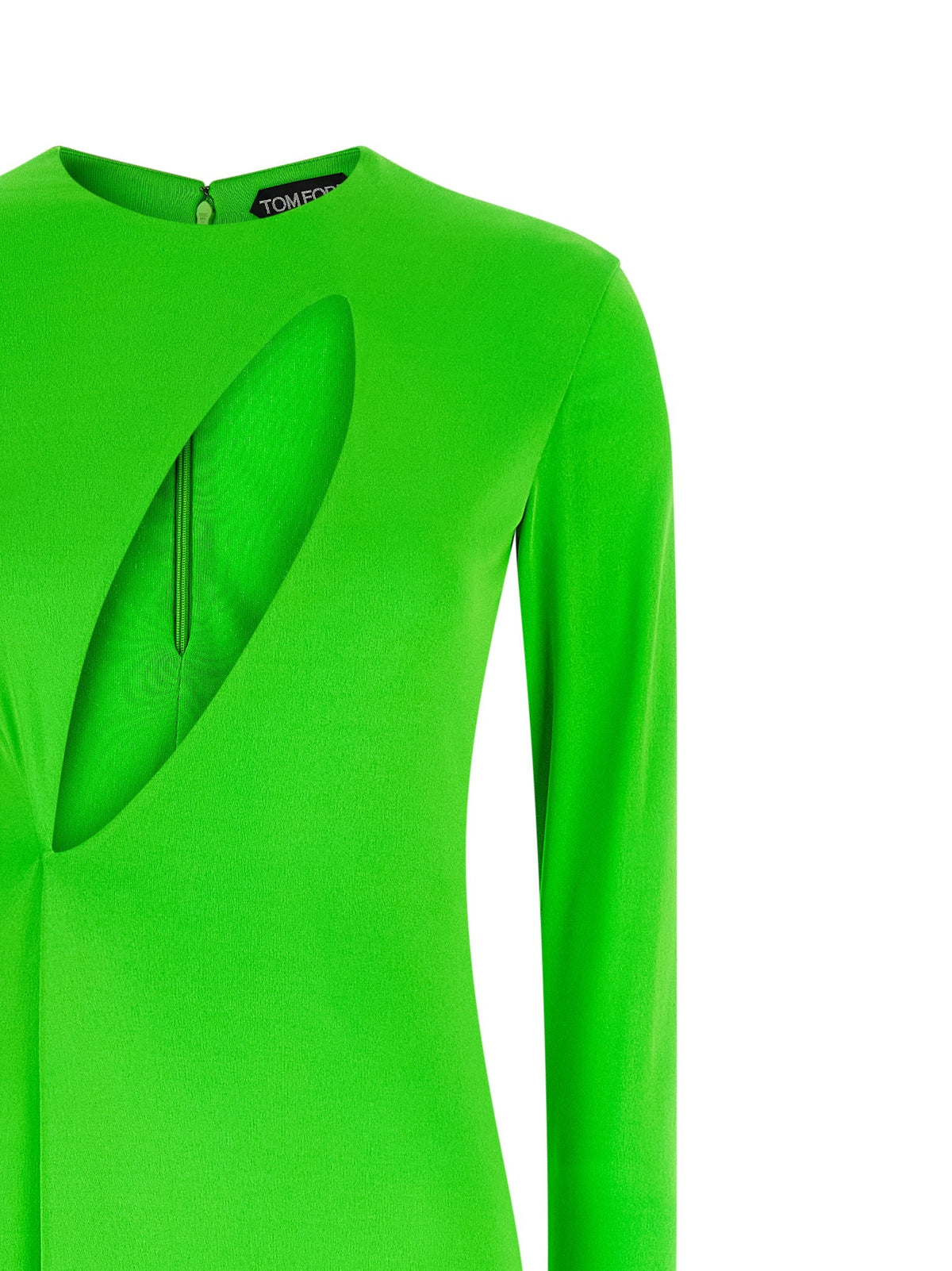 Tom Ford Long Sleeve Slash Front Evening Dress Green