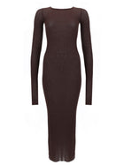 Rick Owens Women's Long Sleeved Midi Dress Brown