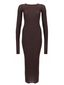Rick Owens Women's Long Sleeved Midi Dress Brown