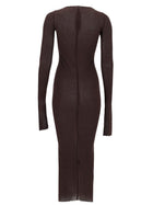 Rick Owens Women's Long Sleeved Midi Dress Brown, view 3