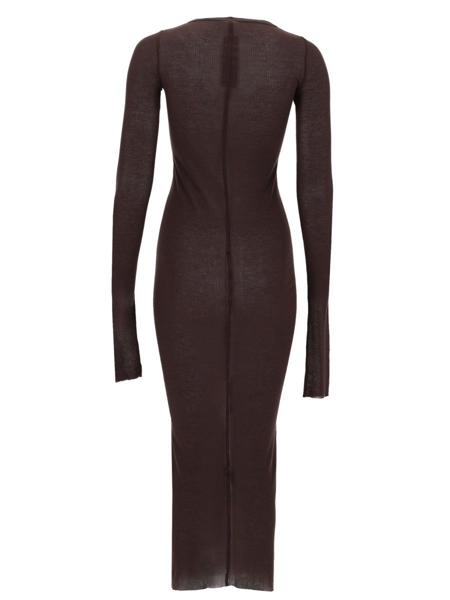 Rick Owens Women's Long Sleeved Midi Dress Brown