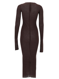 Rick Owens Women's Long Sleeved Midi Dress Brown
