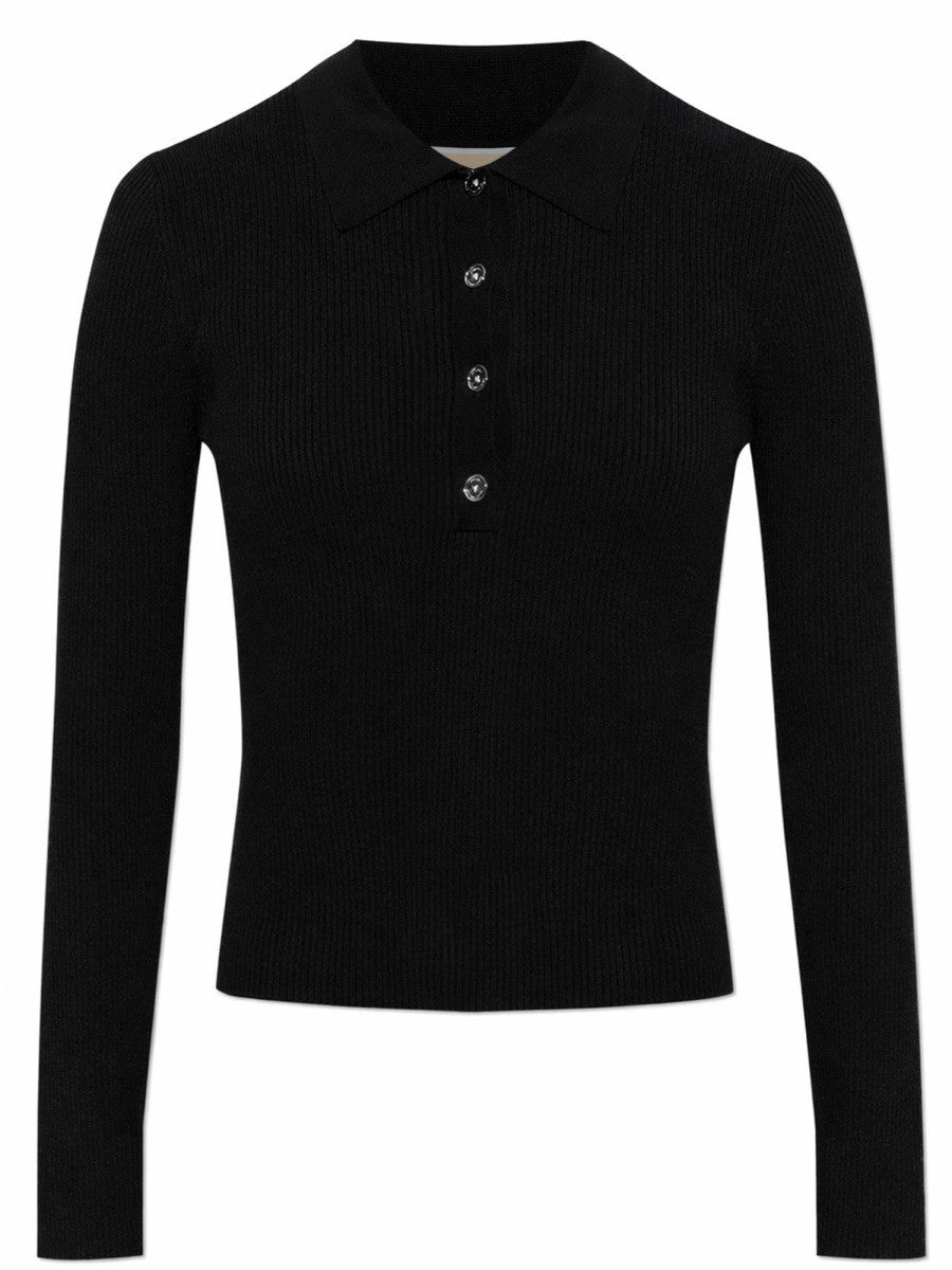 Michael Kors Women's Long Sleeved Polo Shirt Black